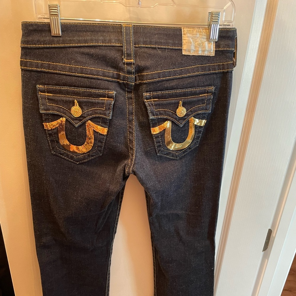 True Religion jeans with gold sequin on pockets